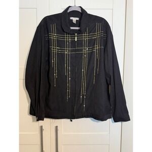 Mureli XL‎ Black Embellished Zip Up Jacket Beaded Sequined Party Career